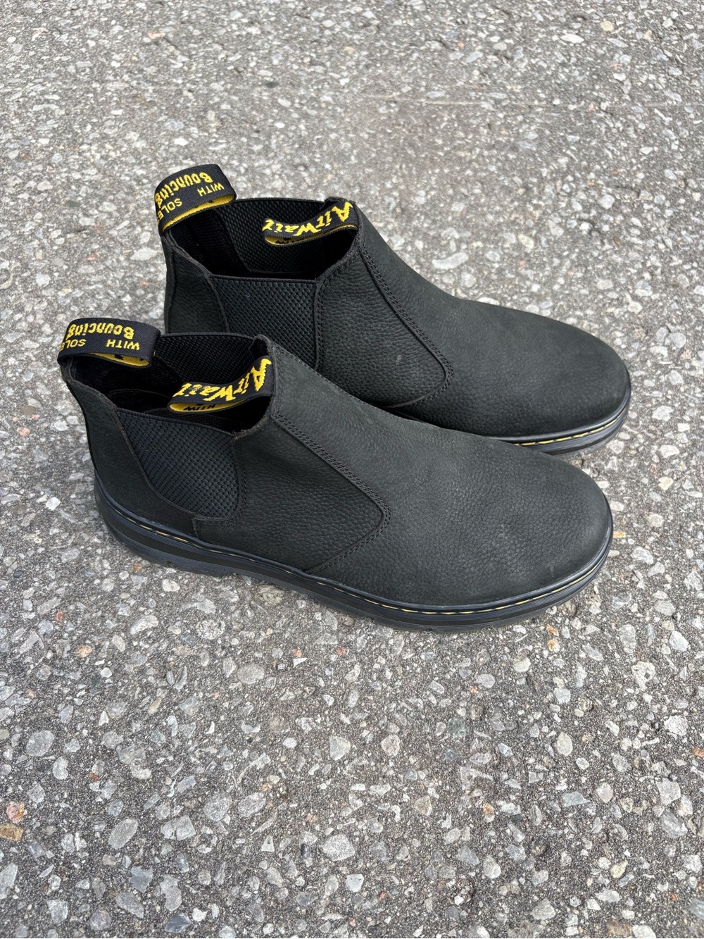 Dr. Martens Black Chelsea Boots with Yellow Pull Tabs